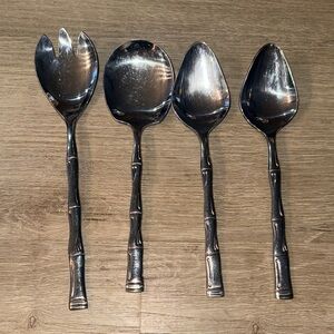 Sophisticated Silver Bamboo Handle Serving Set